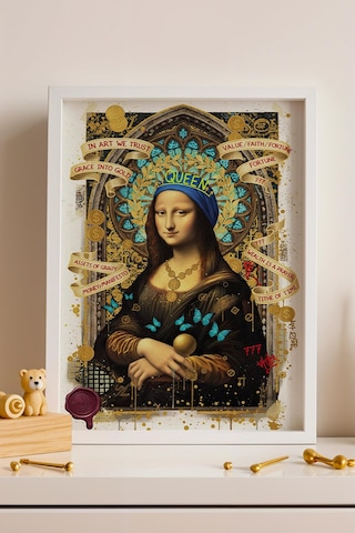 Leonardo Da Vinci Mona Lisa Çerçeveli Tablo Giyinme Odası Makyaj Masası Arkası Dekoru Street Art