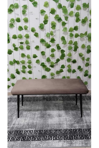 Özcan Metal Siyah Metal Ayaklı Metal Kasalı Bench Mutfak Salon Antre Yatak Odası Balkon Puf Bank Kahverengi