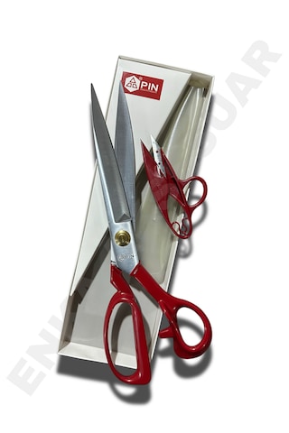 Pın - 1124 12 Inc Kırmızı Saplı Çelik Gövde Profesyonel Terzi Makası