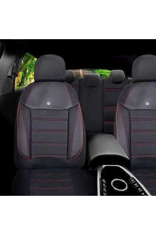 Mitsubishi L200 Çift Kabin Araçlara Uyumlu Oto Koltuk Kılıfı Seti-yıldız Serisi Siyah/kırmızı