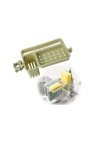 Buffer Musluğa Takılan Sünger Havlu Askılı Sabun Hazneli Mutfak Banyo Lavabo Düzenleyici Organizer Çok Renkli