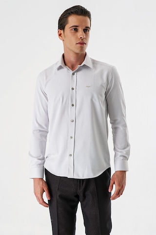 İmza Açık Bej Uzun Kollu Desenli Armürlü Sert Yaka Cepsiz Pamuklu Slim Fit Dar Kesim Gömlek 1004235171-açık Bej Açık Bej