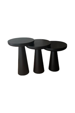 Mushroom 3'lü Zigon Sehpa Siyah