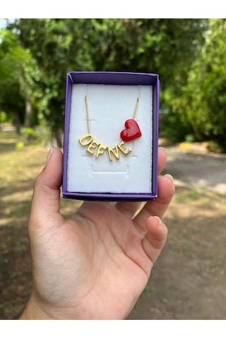 Kişiye Özel Harf Kolye Murano Kalp Murano Kolye Istediğiniz Isim Yazılır Gold