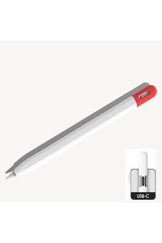 Apple Pencil Usb-c İçin Uyumlu Koruyucu Esnek Silikon Kılıf Kalem Değildir Kırmızı