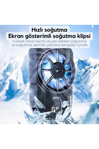 Coofbe Gösteregeli 7000 Rpm Turbo Fan Işıklı Klipsli Telefon Soğutucu Radyatör Tüm Telefonlara Uyumlu