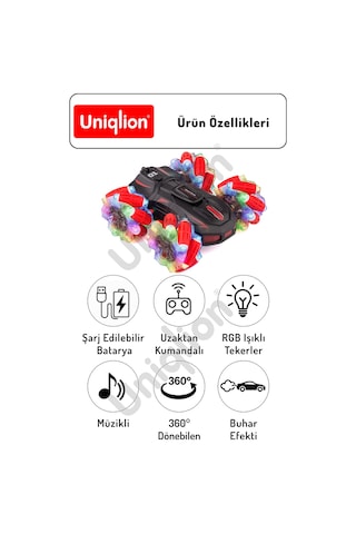Bilek Sensörlü Uzaktan Kumandalı Çift Yönlü 360 Dönebilen Rgb Işıklı Akrobat Araba