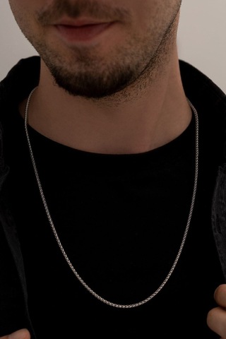 3mm Orta Kalınlıkta Yuvarlak Kral Model Çelik Erkek Kolye Sevgiliye Eşe Babaya Zincir Beyaz