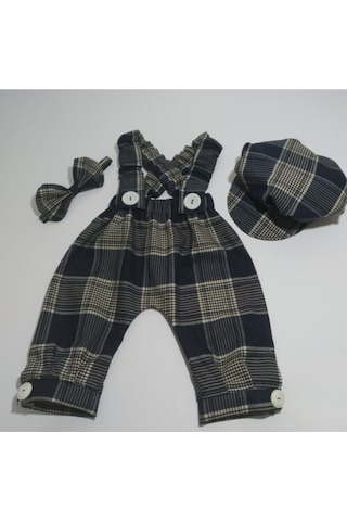 Moms and Babies MOMSANDBABİES Erkek Bebek Ekose Harem Pantolon Lacivert - Krem