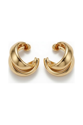 Çelik Gold Renk Asimetrik Halka Model Kadın Küpe