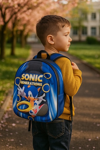 Newfull Sonic Erkek Anaokul Sırt Çantası Mavi Siyah