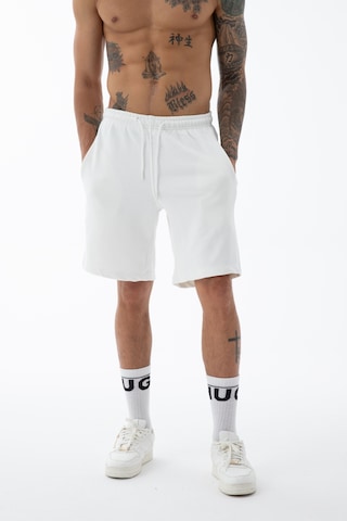 Erkek Beyaz Yüksek Kalite Relax-fit Rahat Kesim %100 Pamuk Bağcıklı Siyah Düz Basic Şort Beyaz