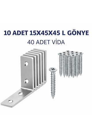 10 Adet 15x45x45mm Metal L Köşe Bağlantı Gönyesi Mobilya Dolap Sabitleme Bağlantı Aparatı Metalik