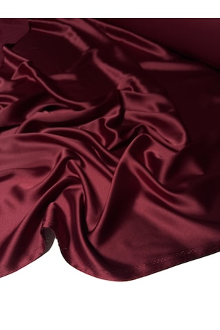 Likralı Saten Kumaş 145 Cm En Esnek Dökümlü İç Göstermez Elbiselik Abiyelik Kumaş Koyu Bordo