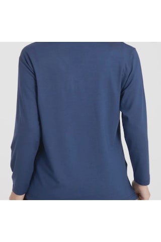 Likralı Turlu Viskon V Yaka Anne Penye Bluz Mavi