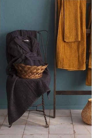 Apricitas Home Timeless Antrasit-safran %100 Pamuk 6 Parça Aile Bornoz Seti Antrasit