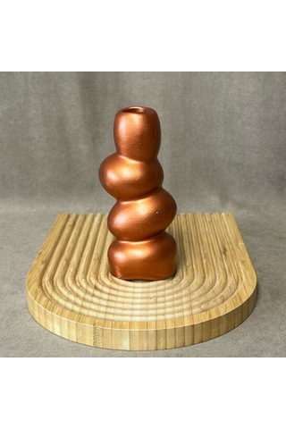 Uretti - Ayşe 7362 6307 El Yapımı Bakır Taş Motifli Dekoratif Biblo / Vazo - 18 X 9 Cm 1 Adet