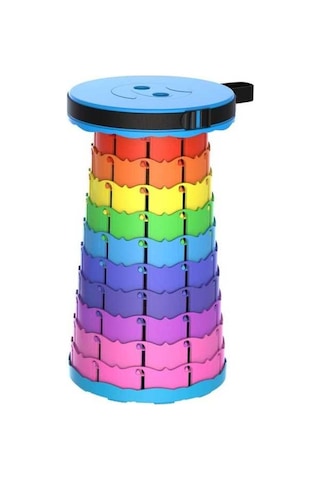 Novahub Açık Katlanır Teleskopik Tabure Rainbow Balıkçılık Sandalyesi, Size:45cm Rainbow Kırmızı Çok Renkli