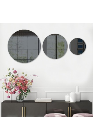Decorıta Ayna - 3'Lü Takım Daire Ayna Şeffaf