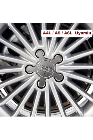 Audi Uyumlu Ahtapot Gri 5 Bijon Çelik Jant Göbek Arması