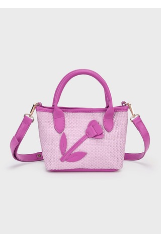 Mayoral Kız Çocuk Çiçekli Hasır Çanta Mor