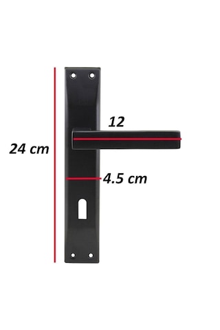 Kare Aynalı Kapı Kolu Oda Siyah 1 Takım 2 Adet Arkalı/önlü