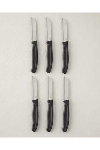 English Home Silent Slash Paslanmaz Çelik 6'lı Bıçak 9 Cm Siyah Siyah