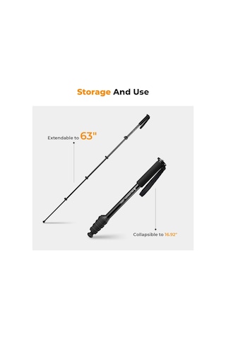 K&f Concept 160cm Kamera Monopodu, 5 Bölmeli Yükseklik Ayarlı Alüminyum Monopod