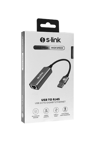 S-link Sw-u334 Gri Metal Usb 3.0 To Rj45 10/100/1000mbps Gigabit Adaptör