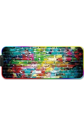 Ebitda 260x390x4mm F-01 Kauçuk Rgb Işıklı Mouse Pad - Renkli Tuğla Modu Renkli Tuğla