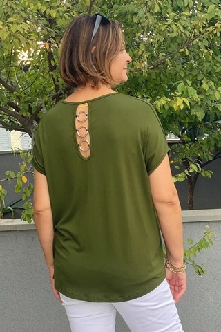 Mia Butik Büyük Beden Yeşil Minnoş Bluz Yeşil