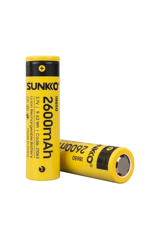 Sunkko 21063 3.7 Volt 2600 Mah 18650 Şarj Edilebilir Pil - 2 Li Paket Halinde