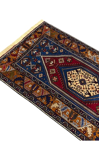 El Dokuma Sıfır Büyük Yahyalı Halısı 125x220 Kök Boya %100 Yün Halı Lacivert