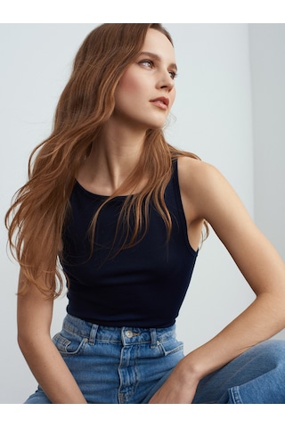 Dilvin 21048 Halter Yaka Top-lacivert Lacivert