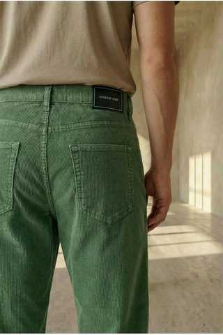 Little Cup Jeans Co Erkek Baggy Fit Rahat Kalıp Kadife Haki Pantolon