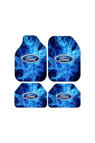 Dekoratif Mavi Ford Desenli Oto Paspas Takımı