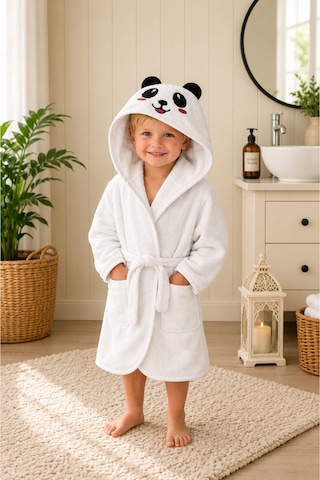 Panda Kapüşonlu Çocuk Bornozu Unisex Bebek ve Çocuk Banyo Bornozu, Yumuşak Dokulu, 1-10 Yaş 3-4 Yaş