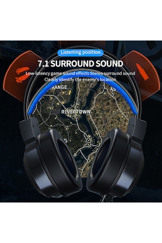 Vkemall G58 Pembe Oyun Kulaklığı 7.1 Çevresel Sesli Mikrofonlu 50mm Sürücü 3.5mm+usb Uyumlu Pc/ps4/smartphone