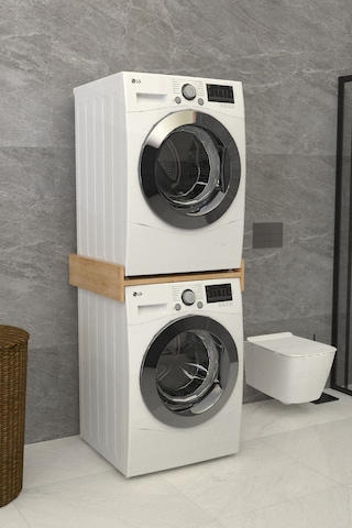Solvo Banyo Dolabı Çamaşır Ve Kurutma Makinesi Dolabı Beyaz Kahverengi