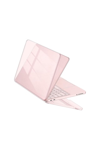 Macbook Uyumlu Neo 13inç A18 Pro A3404 Kılıf Kristal Ön Arka Şeffaf Kapak Pembe