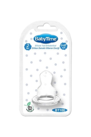 Baby Time Silikon Damaklı Biberon Emziği No:2 6-18 Ay Bt100