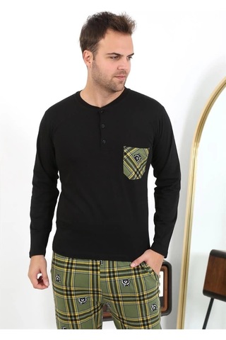 Najmaddin.com Beru Erkek Uzun Kol Penye Siyah Pijama Takımı