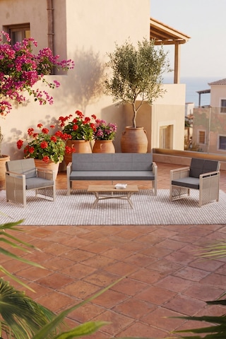 Maris Bahçe Balkon Oturma Takımı Metal Karkas, 3+1+1 Koltuk, Cappucino Gri