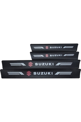 Suzuki Logolu Karbon Kapı Eşiği Koruyucu Bant Folyo 4'lü Set