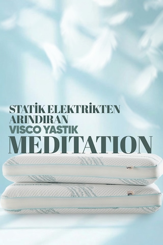 Dinlendirici Visko Yastık - Meditation Ortopedik Visco Yastık - İyon Dengeli Anti-statik Kumaş Beyaz Mavi