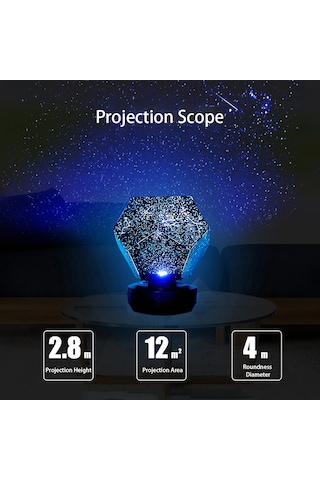 Neevoyu Yıldız Gökyüzü Projeksiyonu Lambası - Sarı Beyaz Mavi Renkler - Şarj Edilebilir - Ev Dekorasyonu Ve Gece Lambası