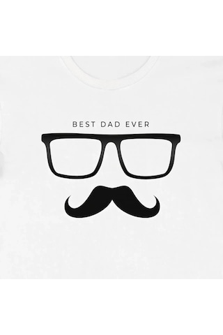 Defymoda Babalar Günü Hediye Baba Temalı Baskılı Oversize Bisiklet Yaka T-shirt - Beyaz