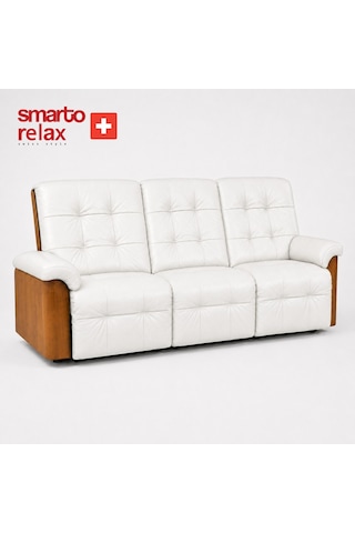 Smarto Relax Berlin 3 Lü Orta Konsollu Bardaklıklı Yatar Ayak Uzatmalı Ergonomik Deri Sinema Tv Koltuğu Beyaz