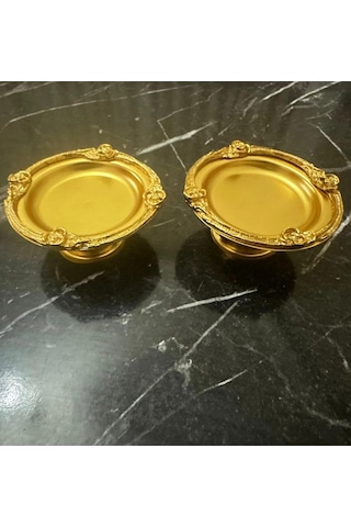2'li Gold Metal Kaplama Kahve Yanı Lokumluk-ayaklı, Şık Sunumluk- Kahve Yanı Lokumluk