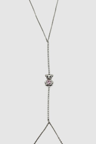 Ayıcık Figürlü Pembe Taşlı Silver Gümüş Renkli Bijuteri Şahmeran
